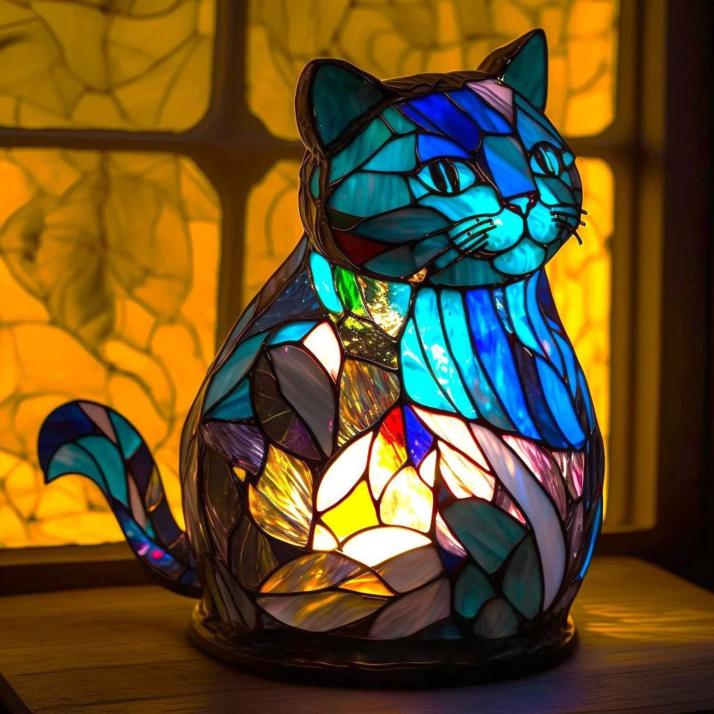 Nijn | Färgglad Magisk Kattlampa i Glas