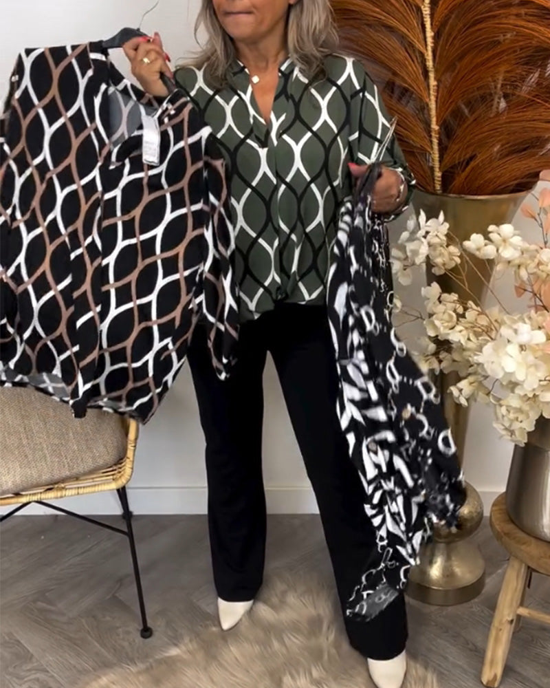 Abby | Elegant blus med grafiskt mönster