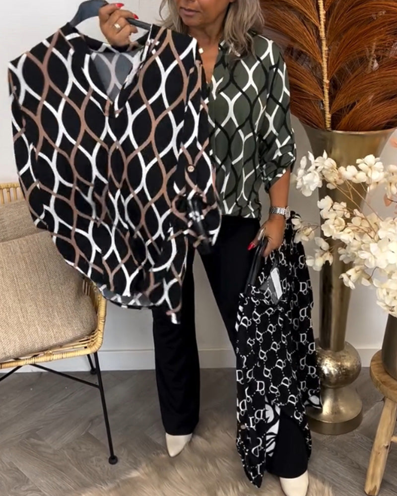 Abby | Elegant blus med grafiskt mönster