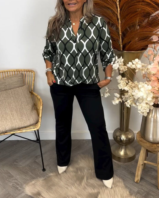 Abby | Elegant blus med grafiskt mönster