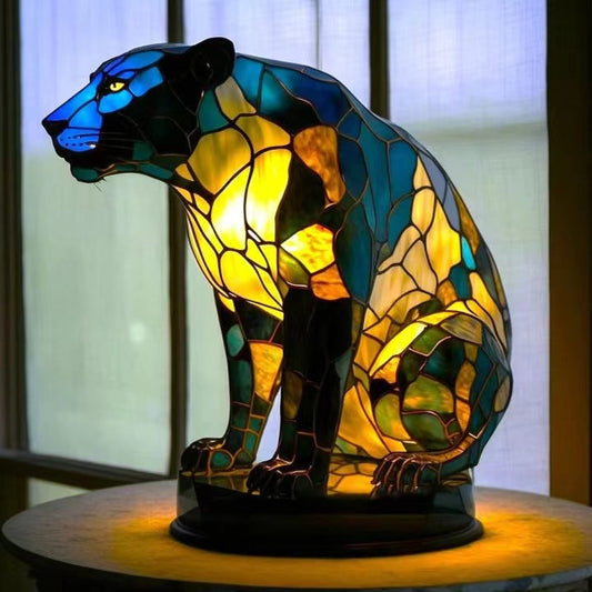 Tigern | Magisk Panterlampa i Färgat Glas
