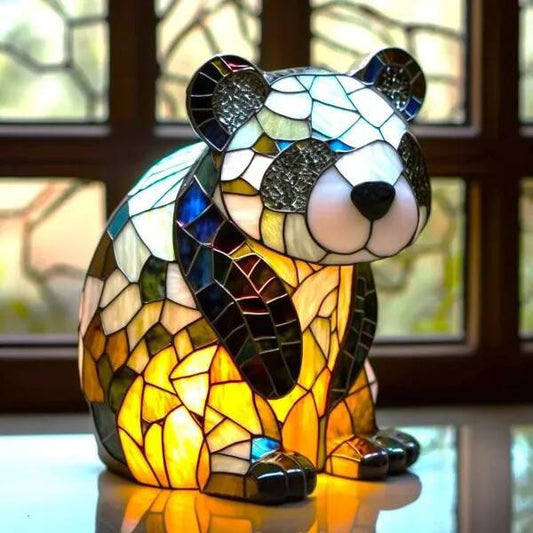 Kloffie | Magisk Panda Lampa i Färgat Glas